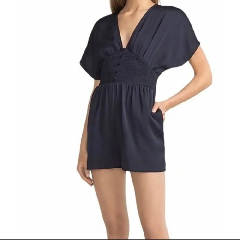 Express Navy Blue Smocked Romper Women's XS